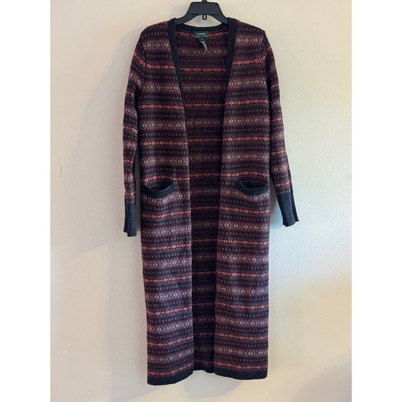 Vintage Ralph Lauren Fair Isle Long Cardigan Sweater Coat 1998 - Picture 1 of 8